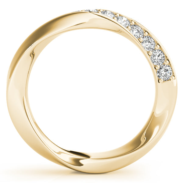 14K Gold Diamond Band With A Unique Twisted Design