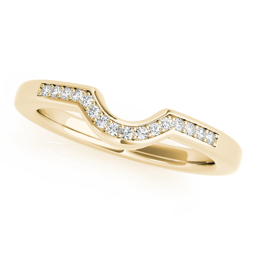0.10TW 14K Gold Channel Set Diamond Band With A  U-Shape Design