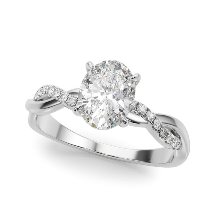 1.00CT 14K Oval Cut Diamond Ring Accented With Diamonds on a Twisted Shoulder Design