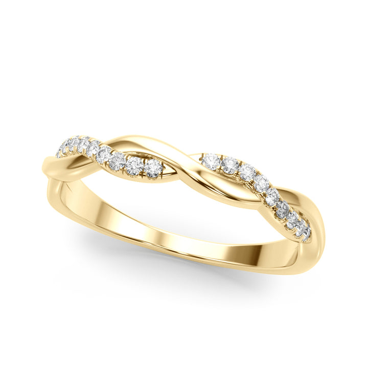 0.20CTW 14K  Gold Intertwined Twisted Design Diamond Band
