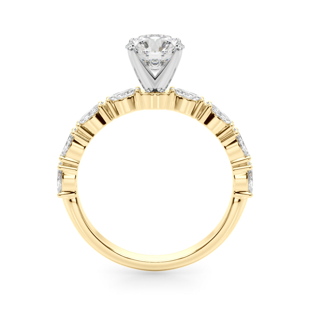 1.00CT 14K Round Brilliant Diamond With Marquise Cut Diamonds