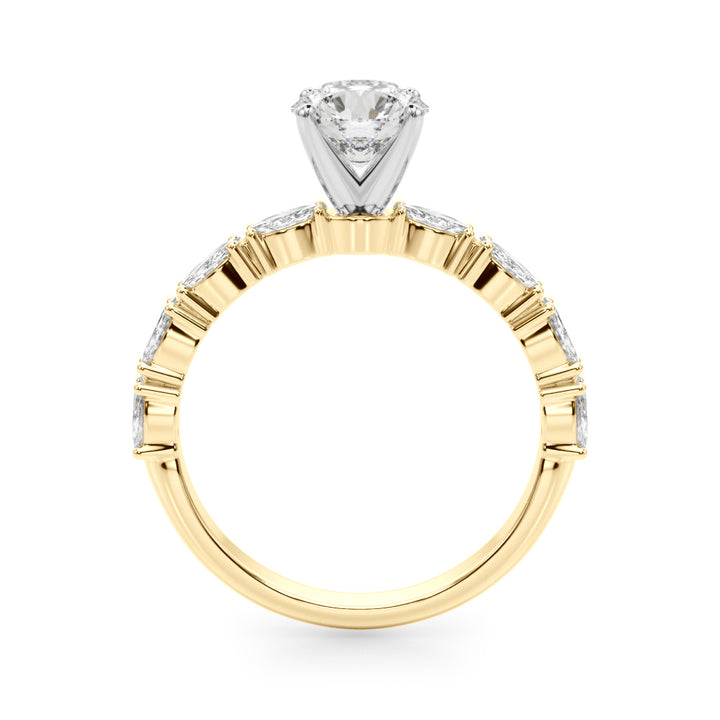 1.00CT 14K Round Brilliant Diamond With Marquise Cut Diamonds