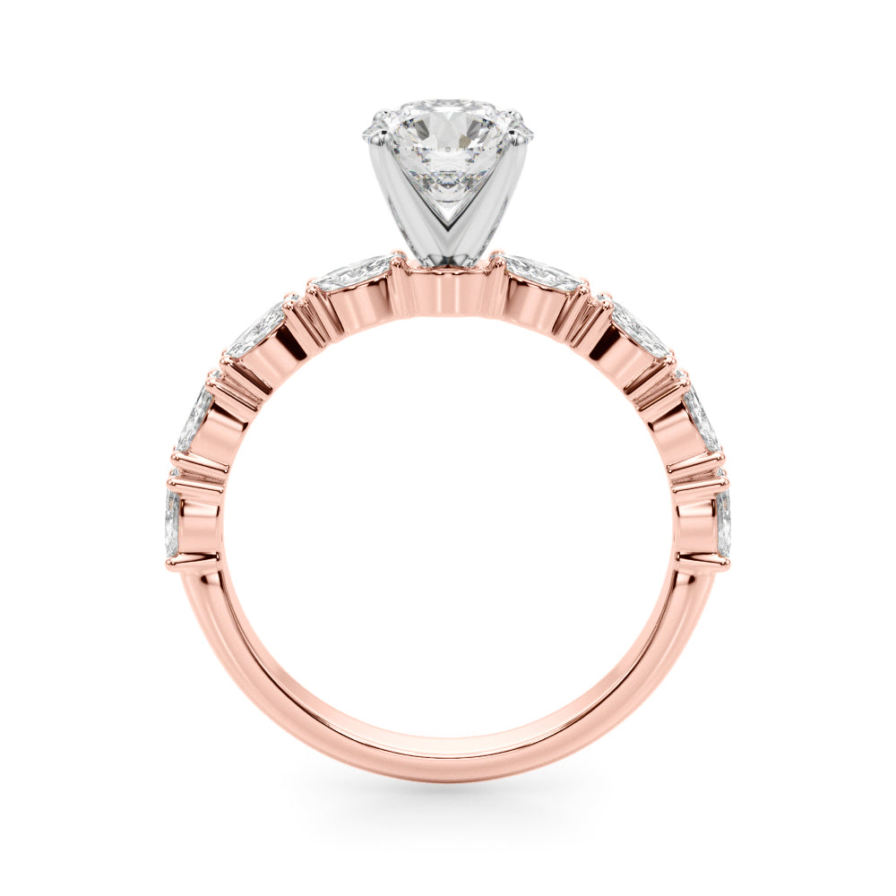 1.00CT 14K Round Brilliant Diamond With Marquise Cut Diamonds