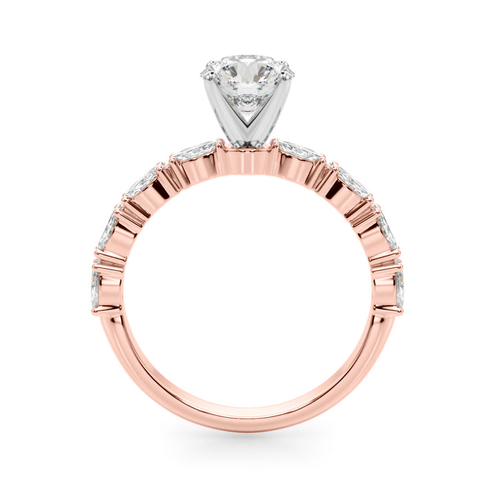 1.00CT 14K Round Brilliant Diamond With Marquise Cut Diamonds