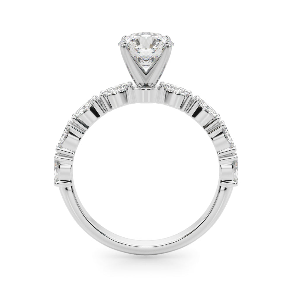1.00CT 14K Round Brilliant Diamond With Marquise Cut Diamonds