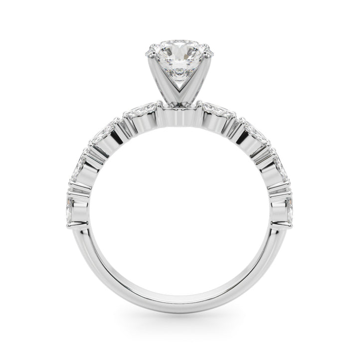 1.00CT 14K Round Brilliant Diamond With Marquise Cut Diamonds