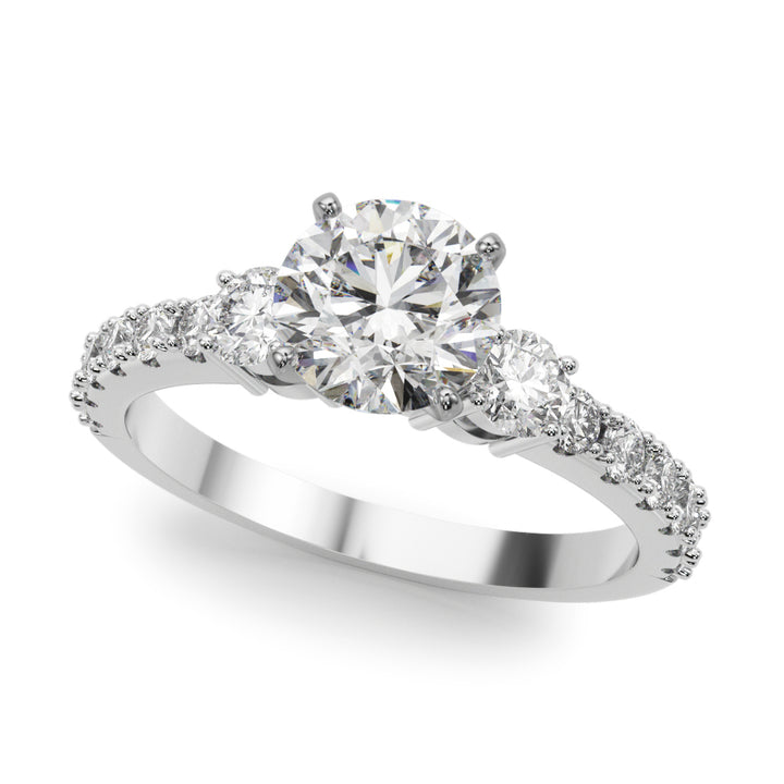 1.00CT 14K Classic Round Brilliant Cut Diamond Ring Accented With Additional Diamonds