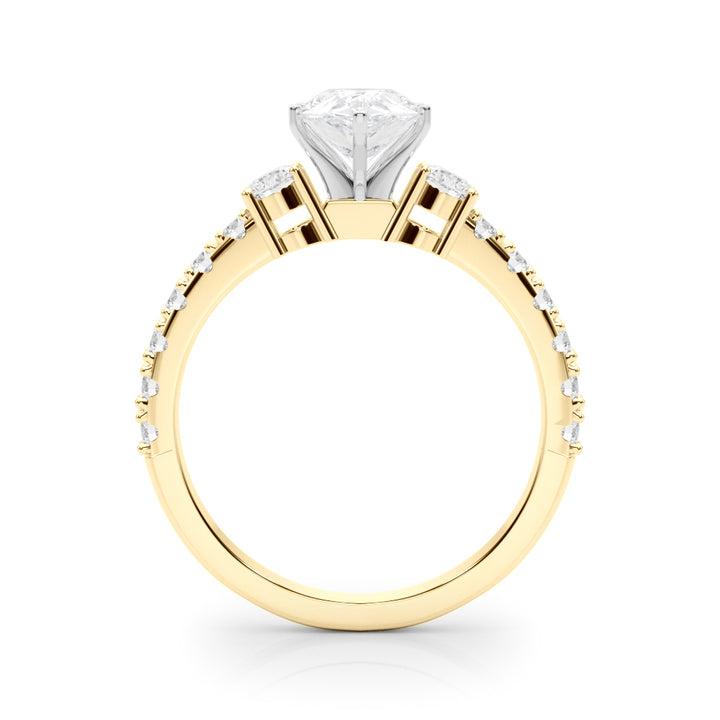 1.00CT 14K Classic Pear Shape Diamond Ring Accented With Additional Diamonds