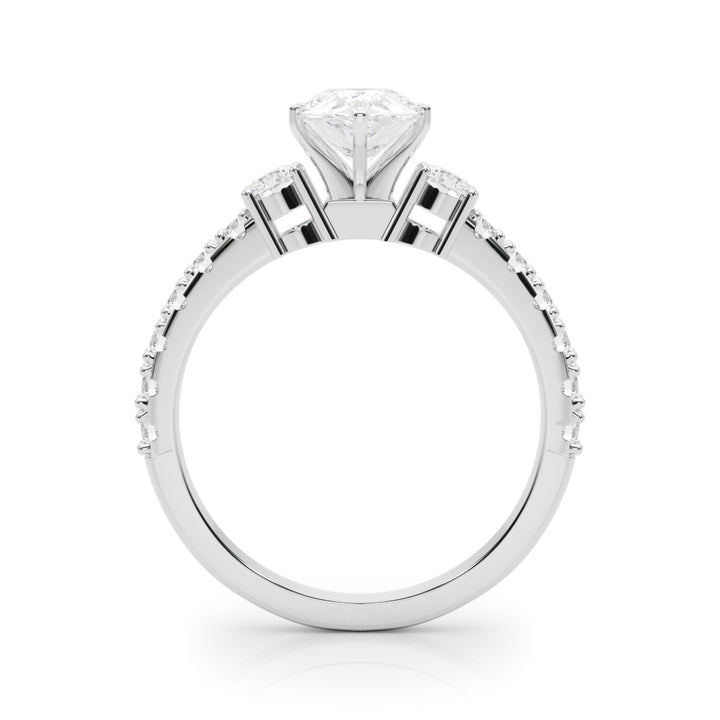 1.00CT 14K Classic Pear Shape Diamond Ring Accented With Additional Diamonds