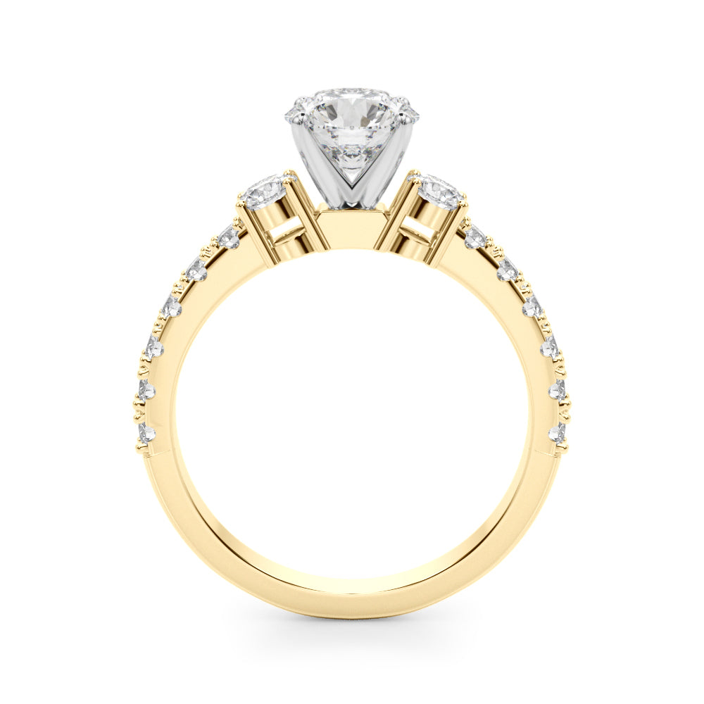 1.00CT 14K Classic Round Brilliant Cut Diamond Ring Accented With Additional Diamonds