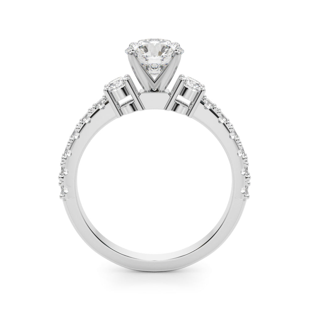 1.00CT 14K Classic Round Brilliant Cut Diamond Ring Accented With Additional Diamonds