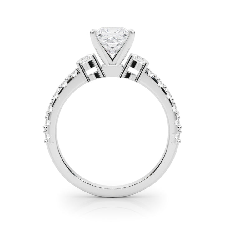 1.00CT 14K Classic Princess Cut Diamond Ring Accented With Additional Diamonds