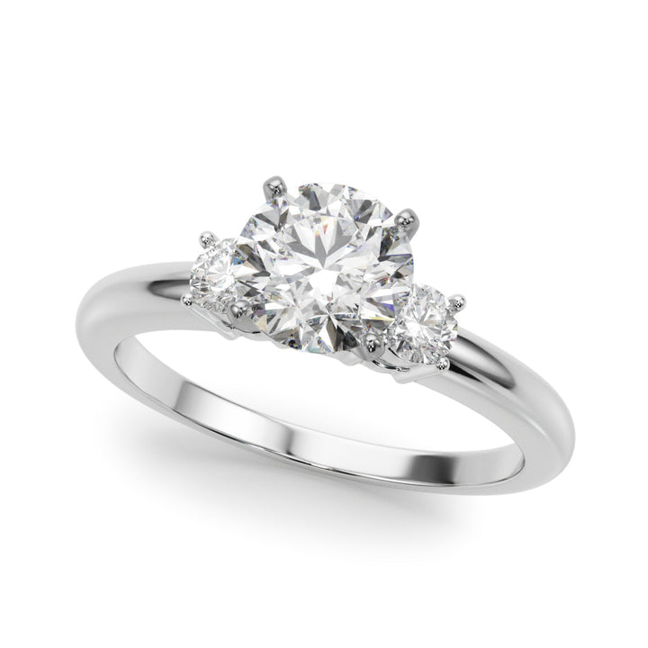 1.00CT 14K Round Brilliant Cut Diamond Ring Accented With 2 Additional Diamonds