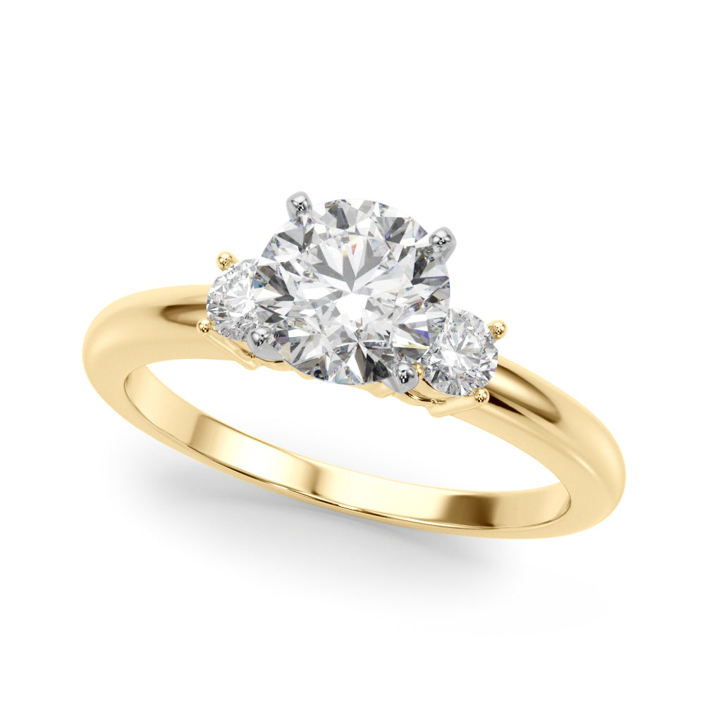 0.70CTW 14K  Gold Ladies 3 Stone Past, Present, Round Brilliant Cut Diamond Ring
