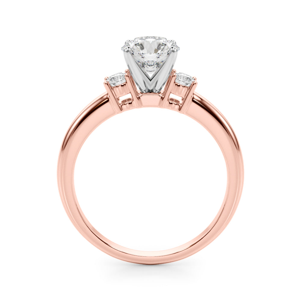 0.70CTW 14K  Gold Ladies 3 Stone Past, Present, Round Brilliant Cut Diamond Ring