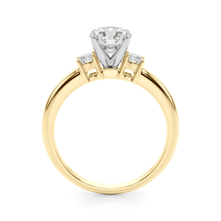 1.00CT 14K Round Brilliant Cut Diamond Ring Accented With 2 Additional Diamonds