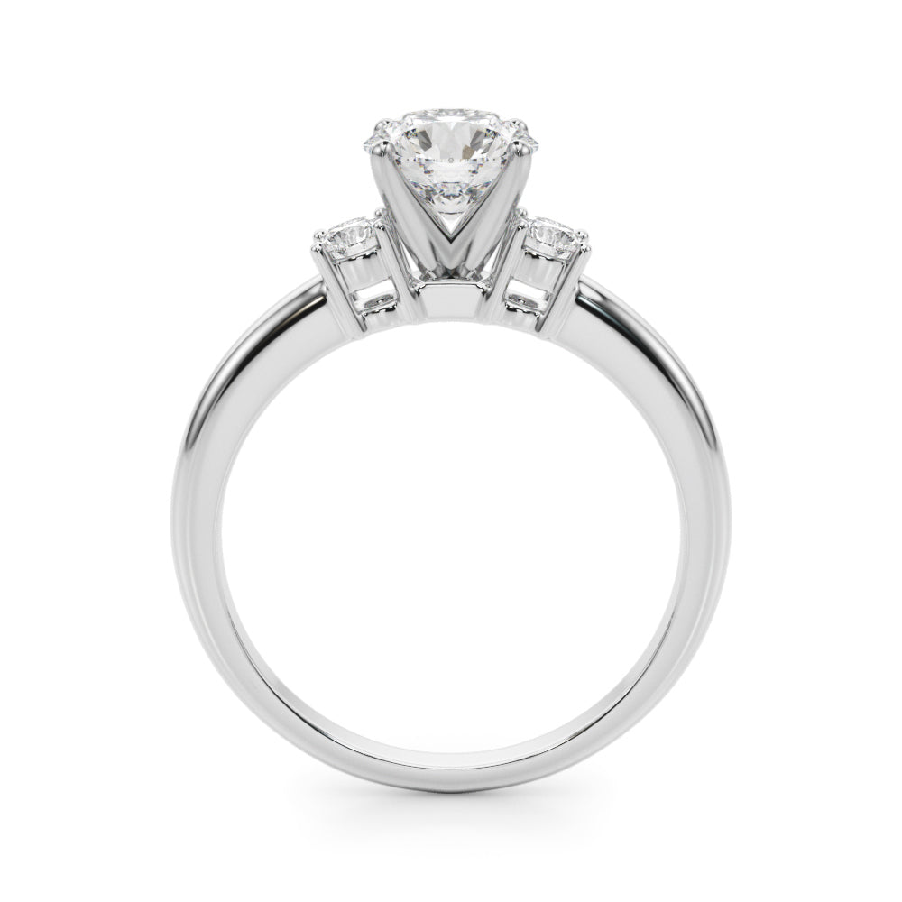 1.00CT 14K Round Brilliant Cut Diamond Ring Accented With 2 Additional Diamonds