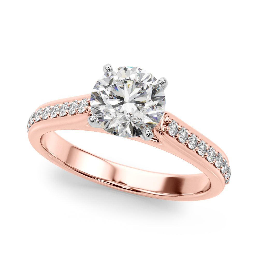 1.00CT 14K Round Brilliant With Side Diamonds On The Shoulders