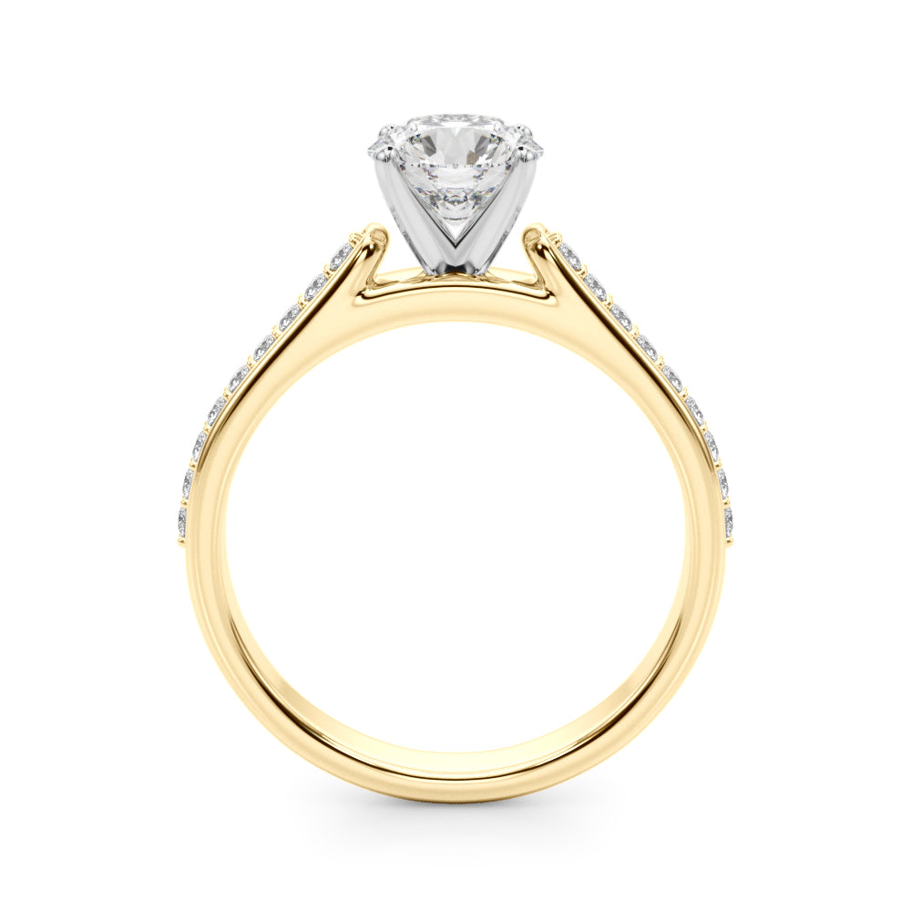 1.00CT 14K Round Brilliant With Side Diamonds On The Shoulders