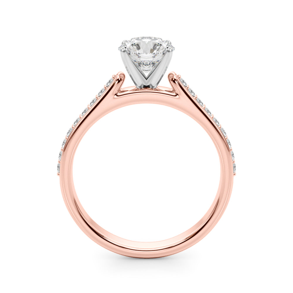 1.00CT 14K Round Brilliant With Side Diamonds On The Shoulders