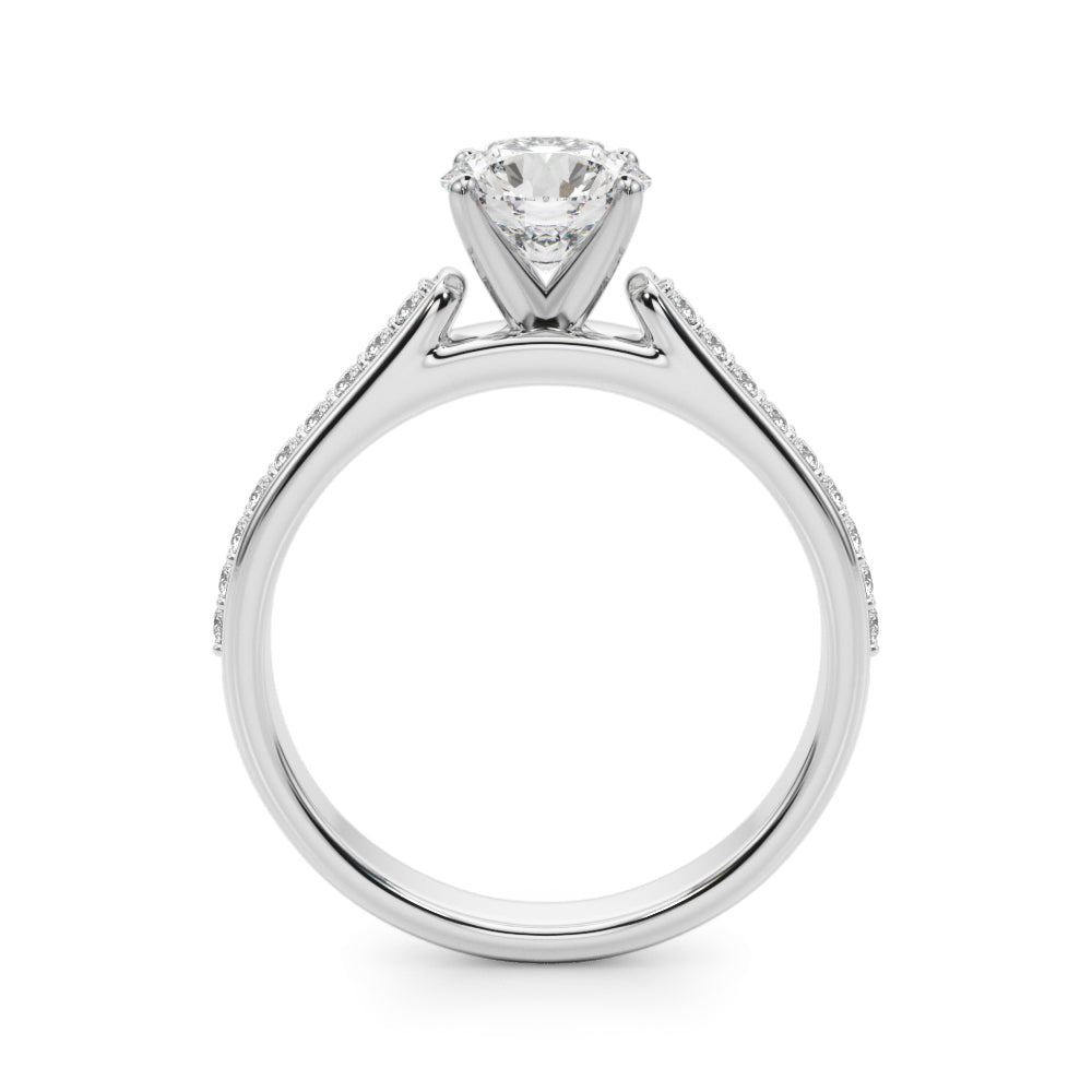 1.00CT 14K Round Brilliant With Side Diamonds On The Shoulders