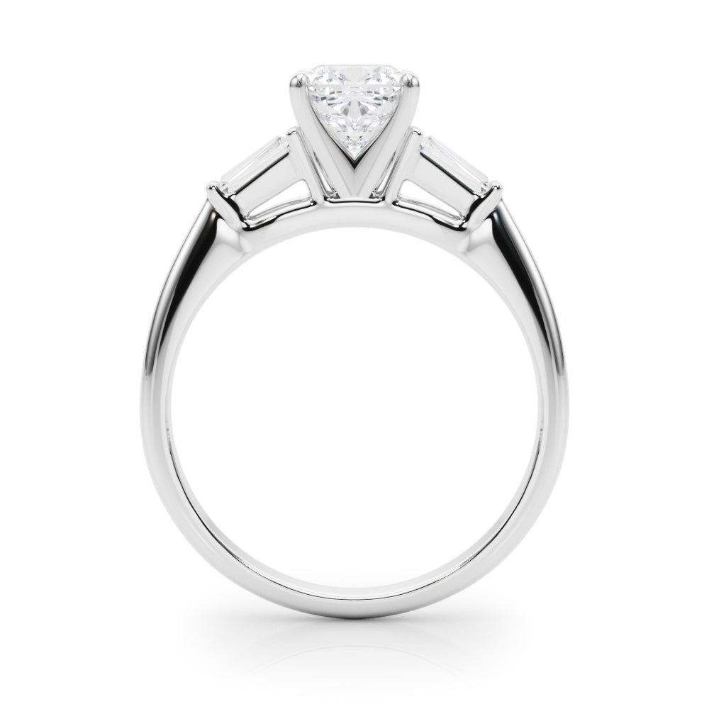 1.00CT 14K Cushion Cut Diamond Ring Accented With Tapered Baguette Cut Diamonds