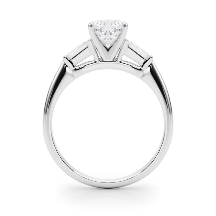 1.00CT 14K Cushion Cut Diamond Ring Accented With Tapered Baguette Cut Diamonds