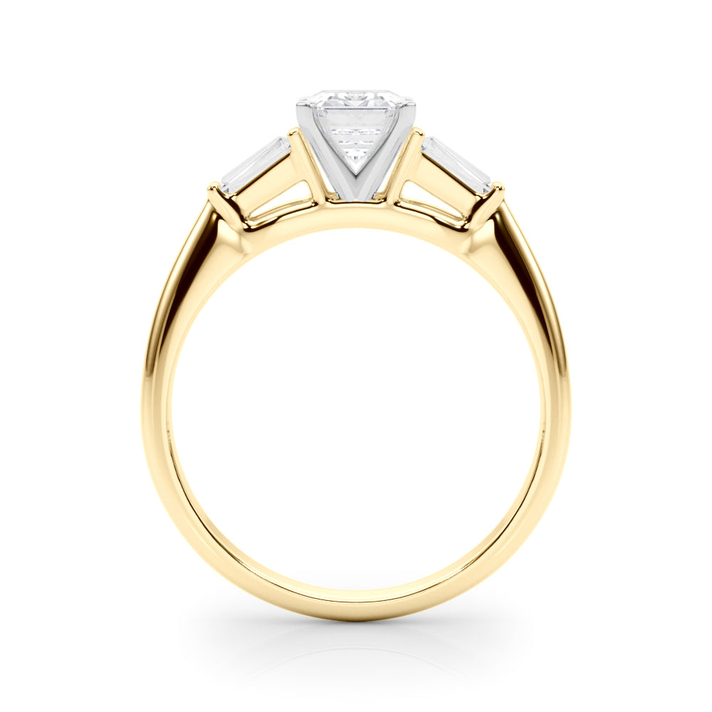1.00CT 14K Emerald Cut Diamond Ring Accented With Tapered Baguette Cut Diamonds
