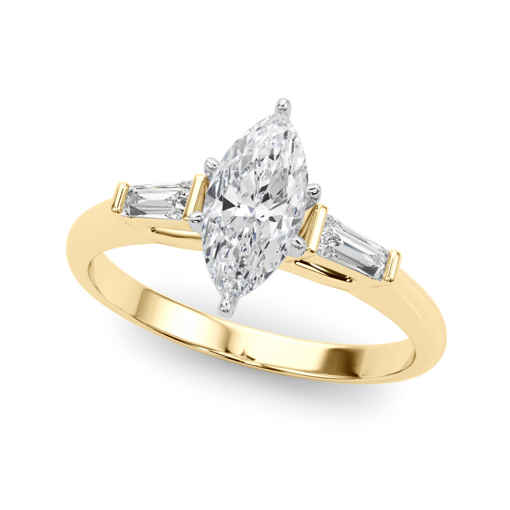 1.00CT 14K Marquise Cut Diamond Ring Accented With Tapered Baguette Cut Diamonds