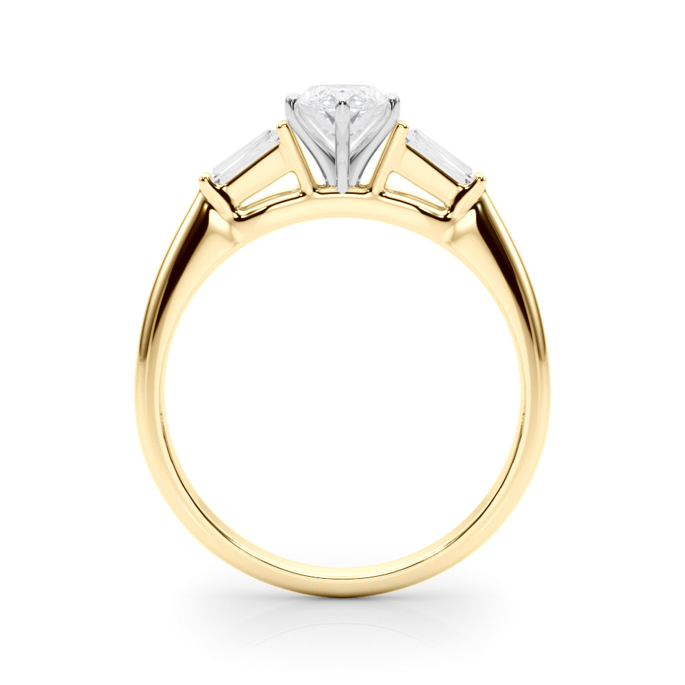 1.00CT 14K Marquise Cut Diamond Ring Accented With Tapered Baguette Cut Diamonds