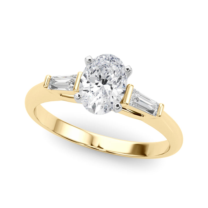 1.00CT 14K Oval Cut Diamond Ring Accented With Tapered Baguette Cut Diamonds