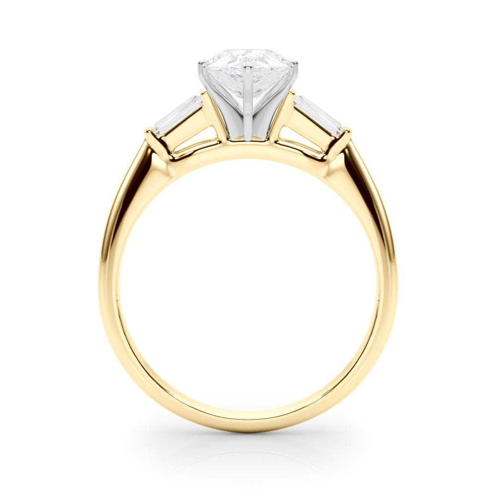 1.00CT 14K Pear Shape Diamond Ring Accented With Tapered Baguette Cut Diamonds
