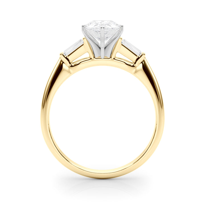 1.00CT 14K Pear Shape Diamond Ring Accented With Tapered Baguette Cut Diamonds