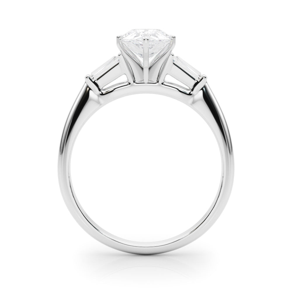 1.00CT 14K Pear Shape Diamond Ring Accented With Tapered Baguette Cut Diamonds