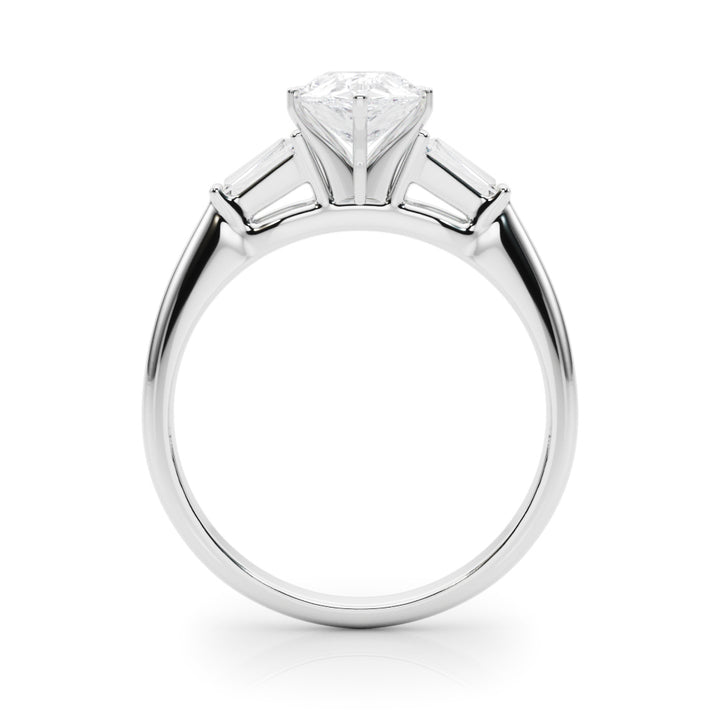 1.00CT 14K Pear Shape Diamond Ring Accented With Tapered Baguette Cut Diamonds