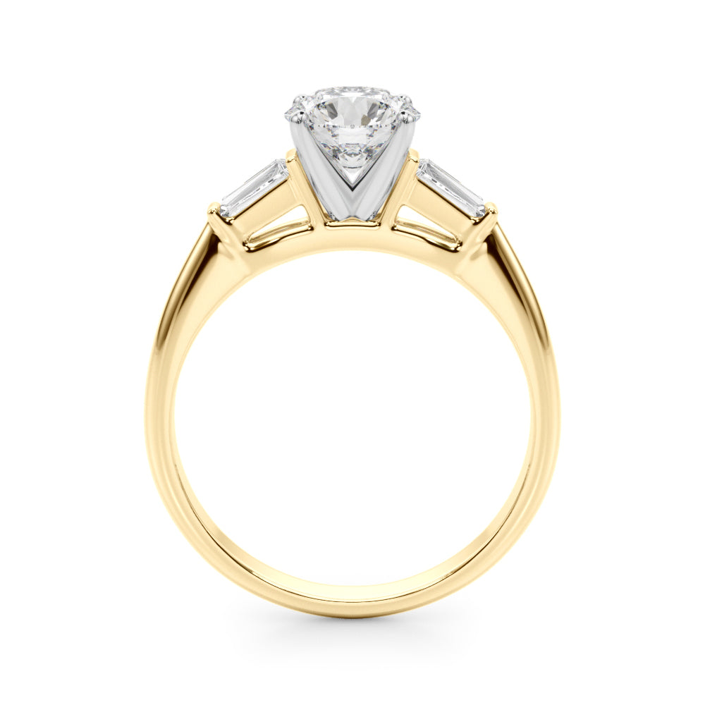 1.00CT 14K Round Brilliant Cut Diamond Ring Accented With Tapered Baguette Cut Diamonds