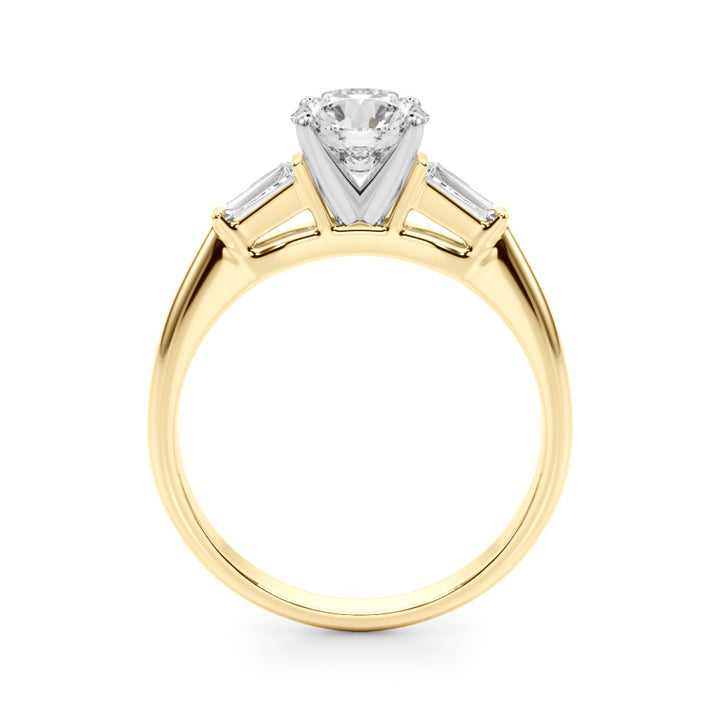 1.00CT 14K Round Brilliant Cut Diamond Ring Accented With Tapered Baguette Cut Diamonds