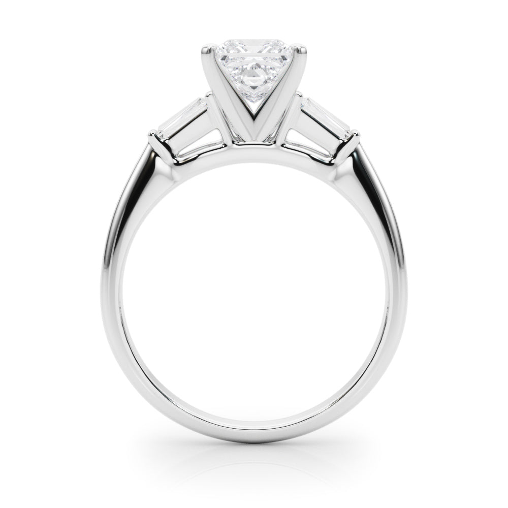 1.00CT 14K Princess Cut Diamond Ring Accented With Tapered Baguette Cut Diamonds