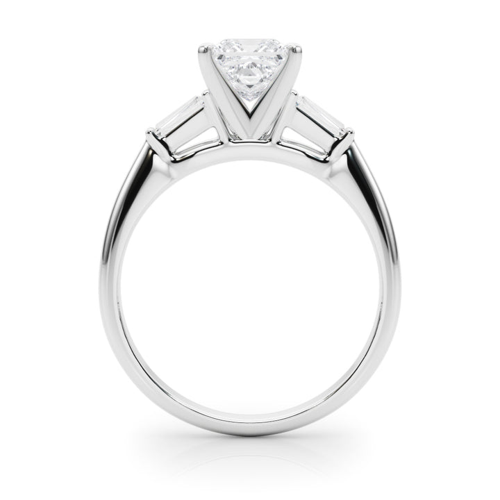 1.00CT 14K Princess Cut Diamond Ring Accented With Tapered Baguette Cut Diamonds