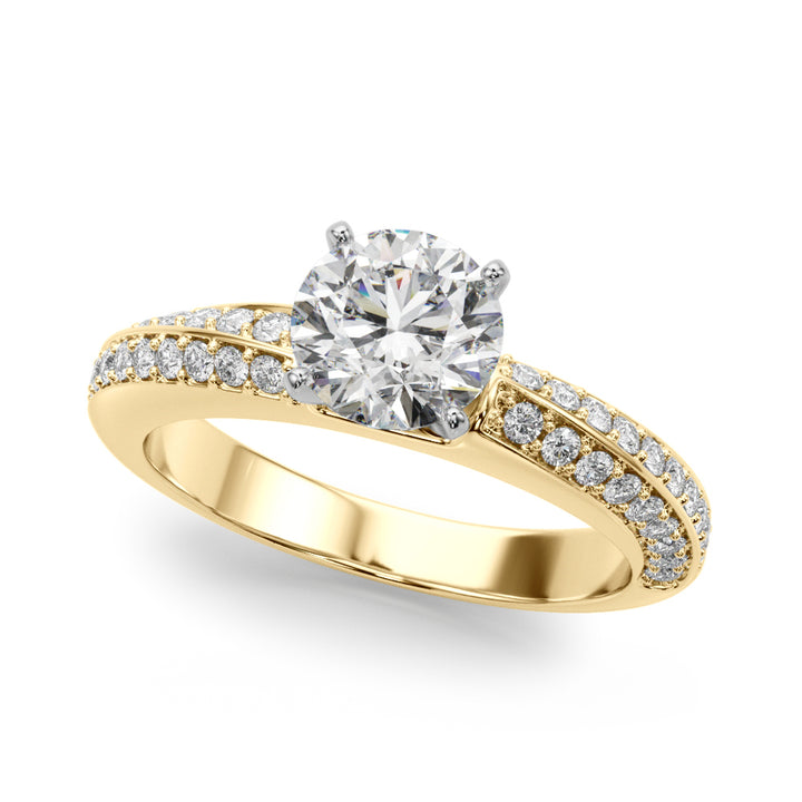 1.00CT 14K Round Brilliant Diamond Ring Accented With a Multi-Row of Round Diamonds