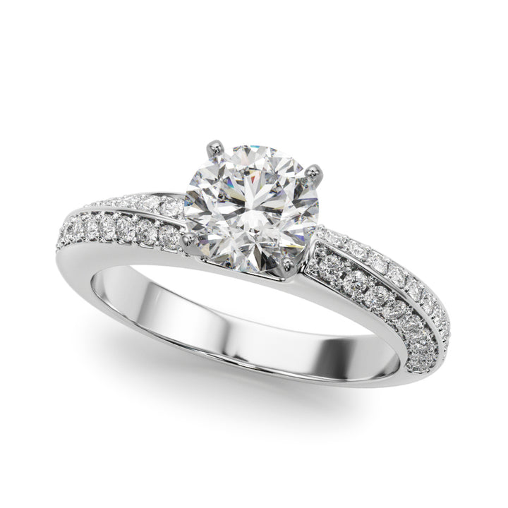 1.00CT 14K Round Brilliant Diamond Ring Accented With a Multi-Row of Round Diamonds