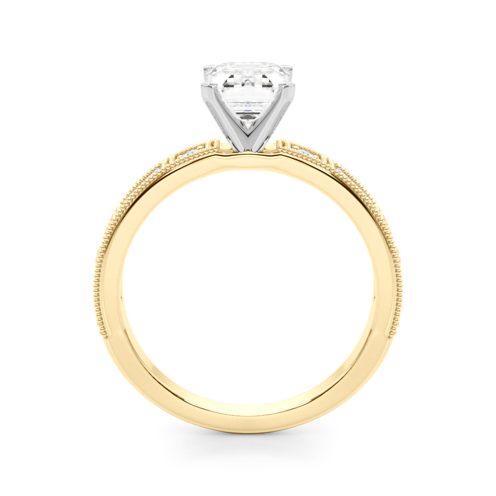 1.00CT 14K Classic Emerald Cut Diamond Engagement Ring Accented With Baguette Cut Diamonds