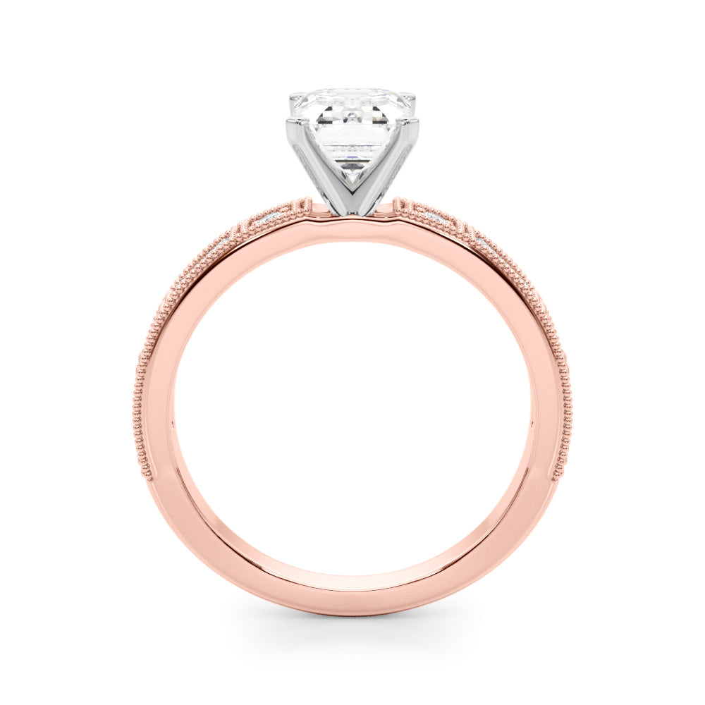 1.00CT 14K Classic Emerald Cut Diamond Engagement Ring Accented With Baguette Cut Diamonds