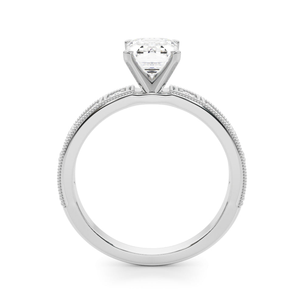 1.00CT 14K Classic Emerald Cut Diamond Engagement Ring Accented With Baguette Cut Diamonds