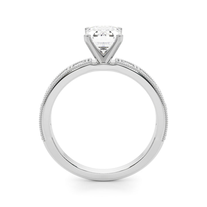 1.00CT 14K Classic Emerald Cut Diamond Engagement Ring Accented With Baguette Cut Diamonds