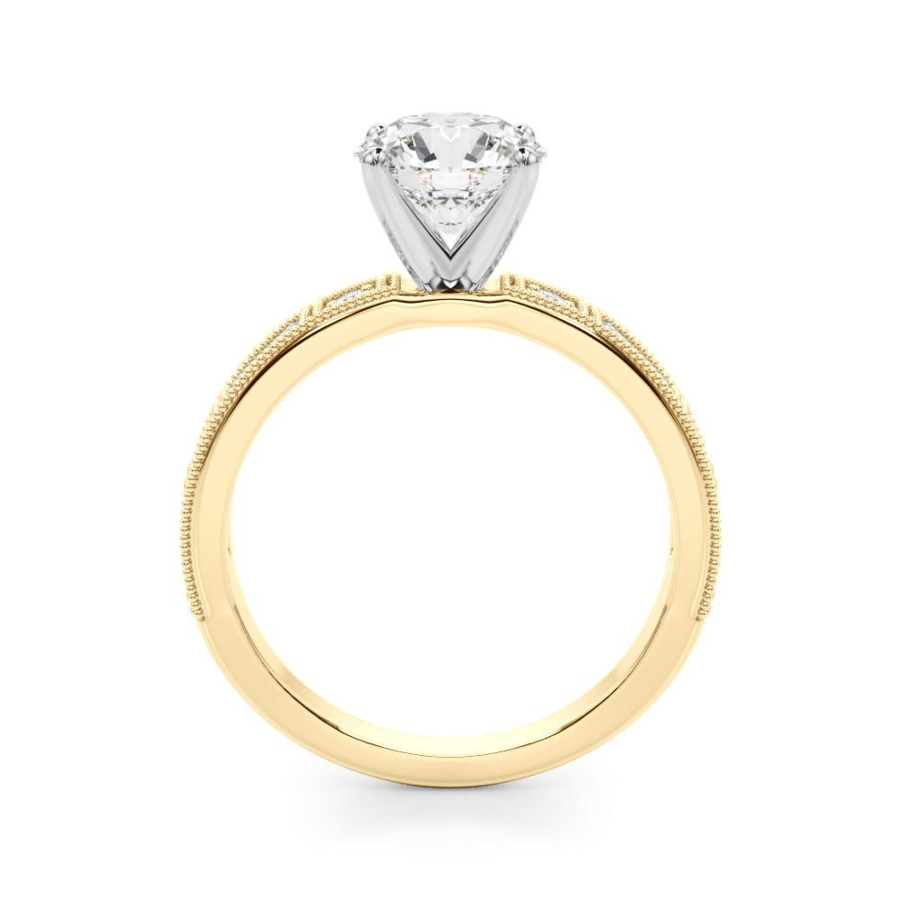 1.00CT 14K Classic Diamond Engagement Ring Accented With Baguette Cut Diamonds
