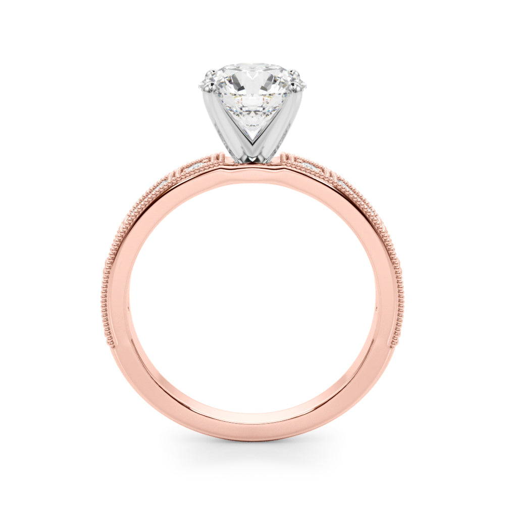 1.00CT 14K Classic Diamond Engagement Ring Accented With Baguette Cut Diamonds