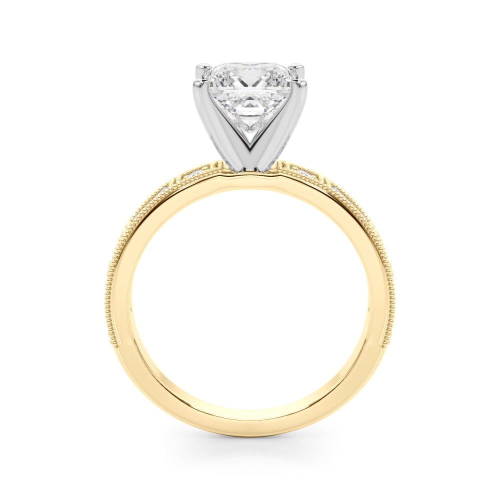 1.00CT 14K Classic Princess Cut Diamond Engagement Ring Accented With Baguette Cut Diamonds