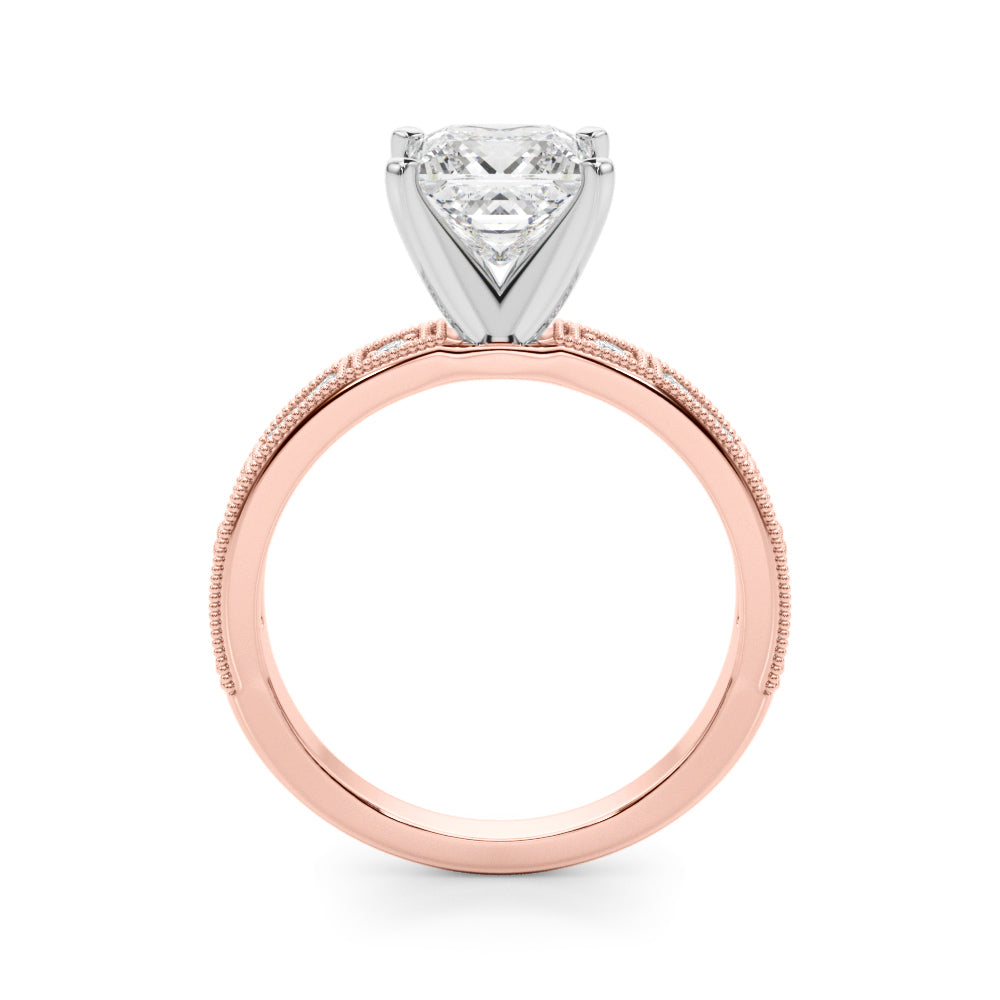 1.00CT 14K Classic Princess Cut Diamond Engagement Ring Accented With Baguette Cut Diamonds