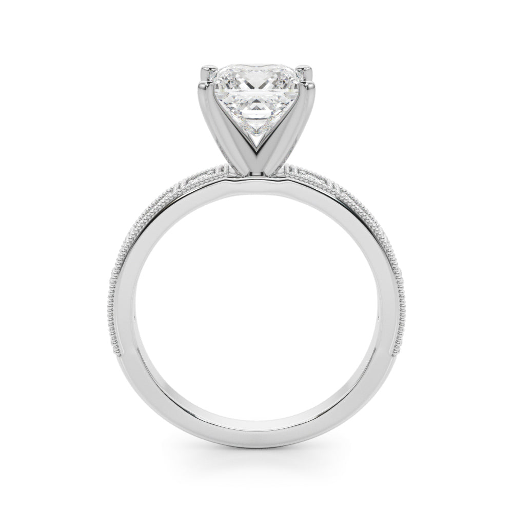 1.00CT 14K Classic Princess Cut Diamond Engagement Ring Accented With Baguette Cut Diamonds